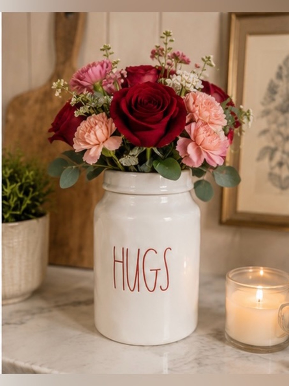 Rae Dunn HUGS Canister Ceramic Farmhouse Storage Jar Lid